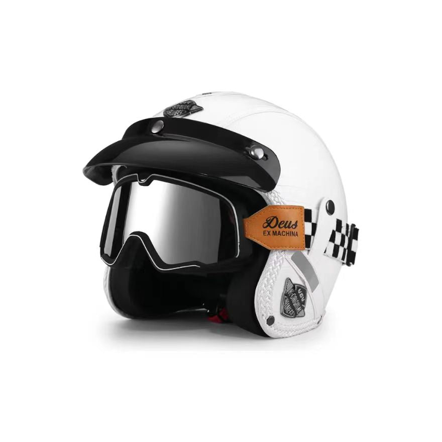 White motorcycle helmet
