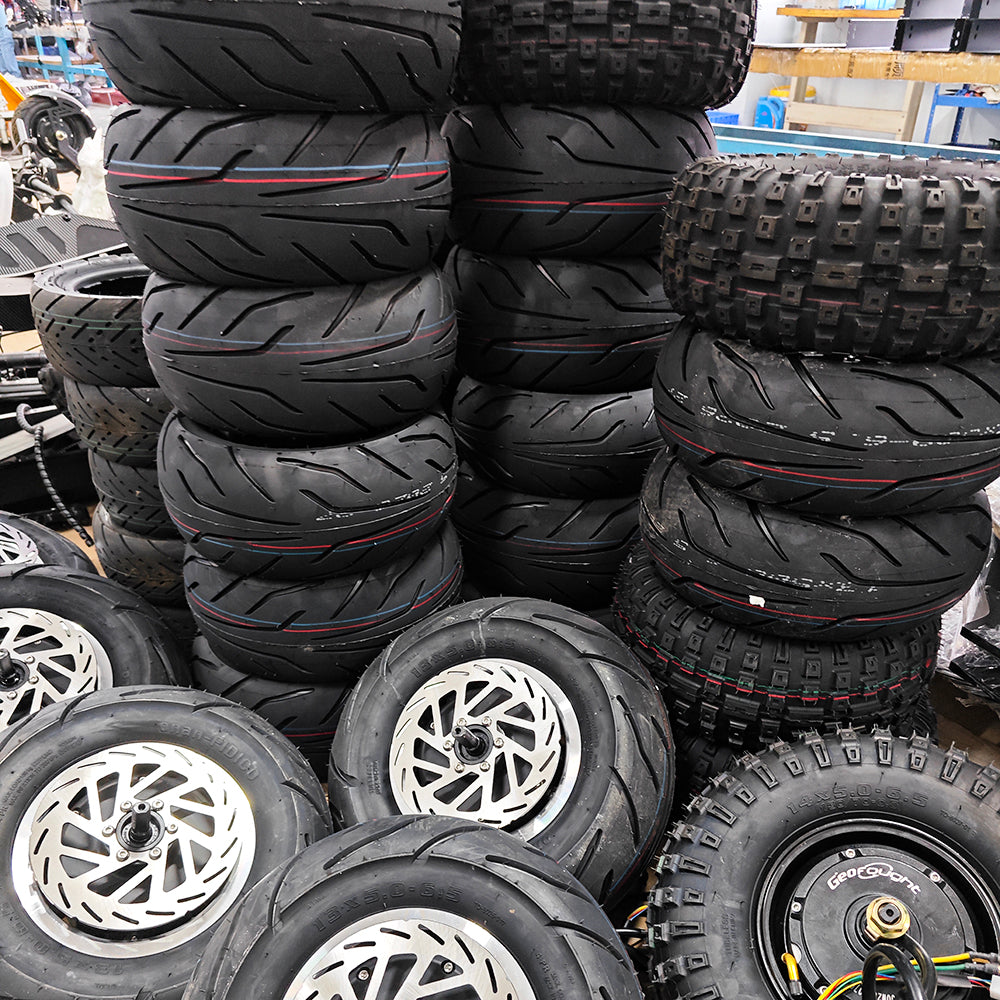 13-inch road tires/14-inch off-road tires