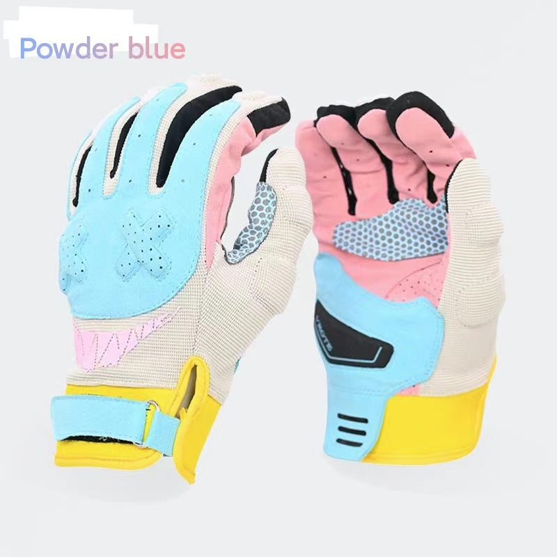 Powder blue motorcycle gloves