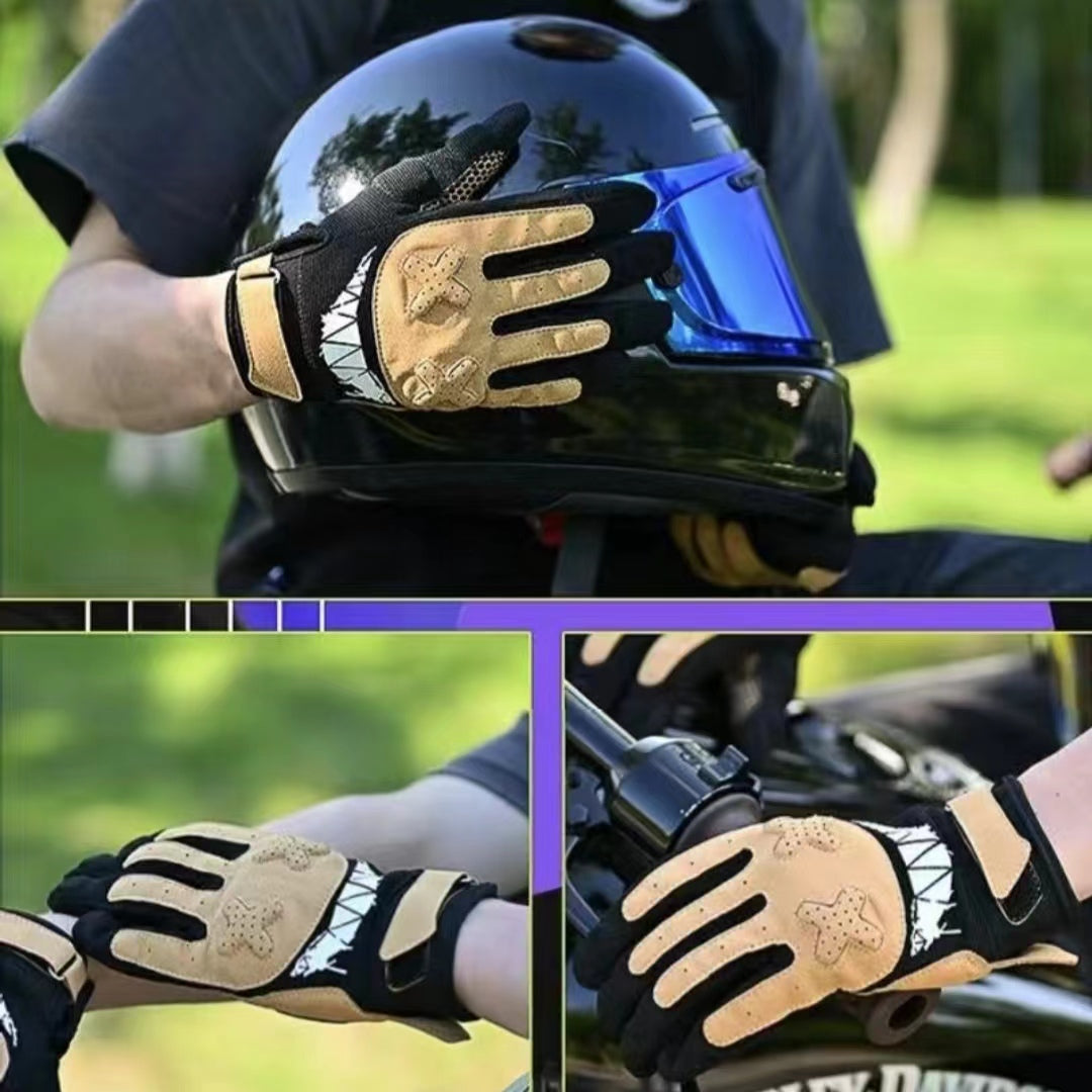 Powder blue motorcycle gloves