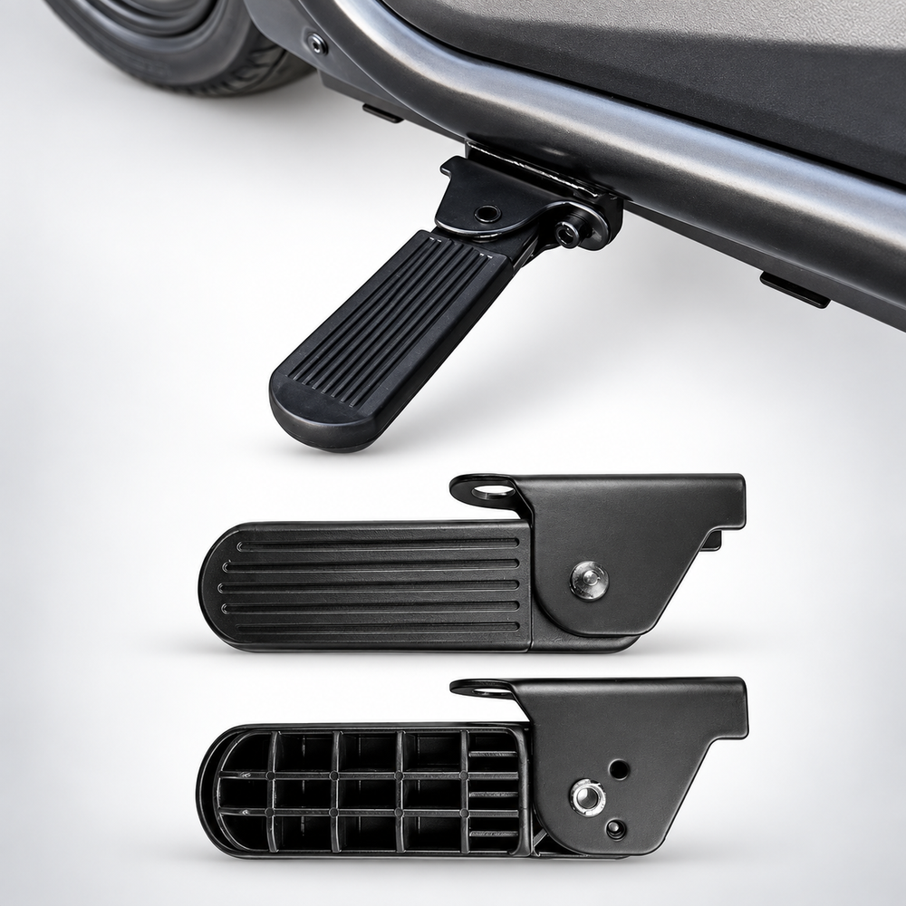 Electric vehicle folding footrest