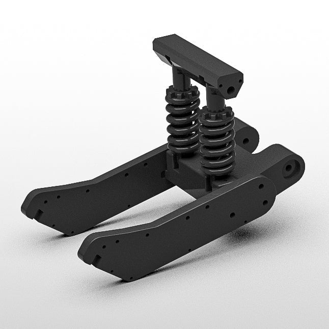  A robust and lightweight full-aluminum dual shock absorber system combined with a rear swing arm for the Yisuntrek M5 electric motorcycle. This high-performance suspension component is designed to provide superior stability and comfort, ensuring a smooth ride even on rough terrains.
