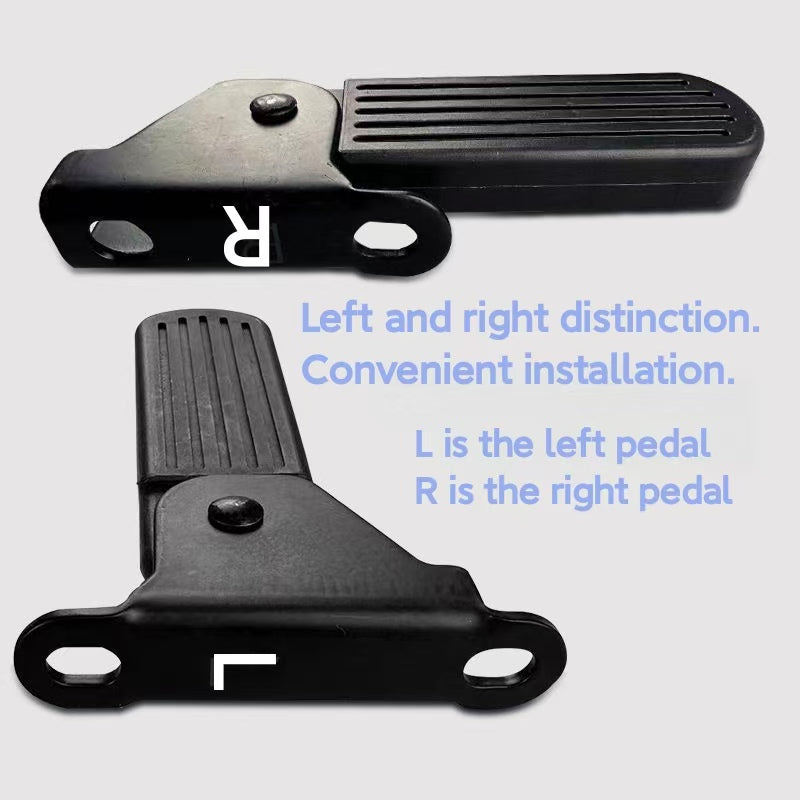 The folding front pedal of the electric scooter, the characteristics of the pedal: "The folding front pedal of the electric scooter is wear-resistant and durable, with strong carrying capacity. The portability of the folding electric scooter ensures the safety and convenience of the rider.