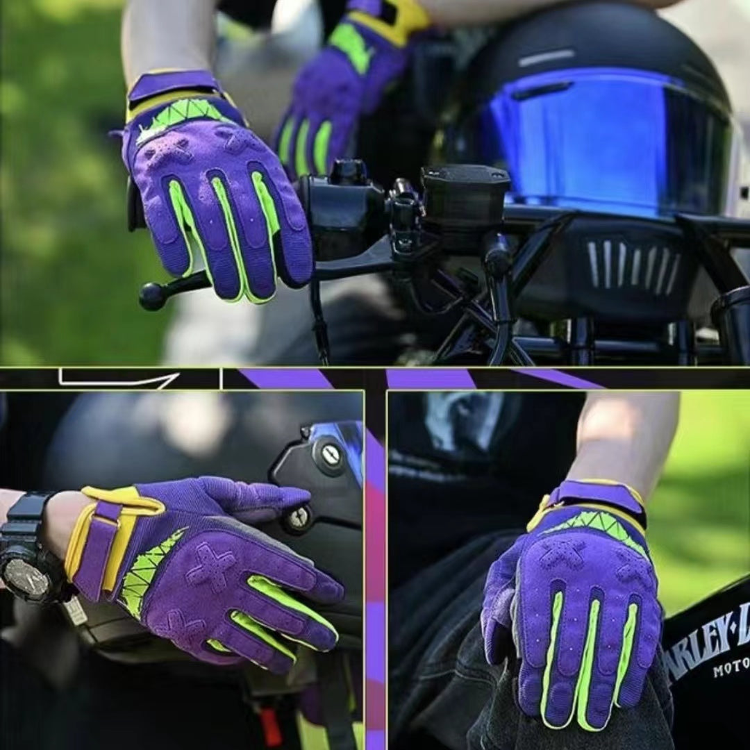 Powder blue motorcycle gloves