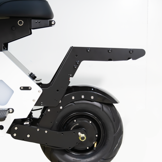 Electric Motorcycle with Installed Rear Rack for Extra Storage